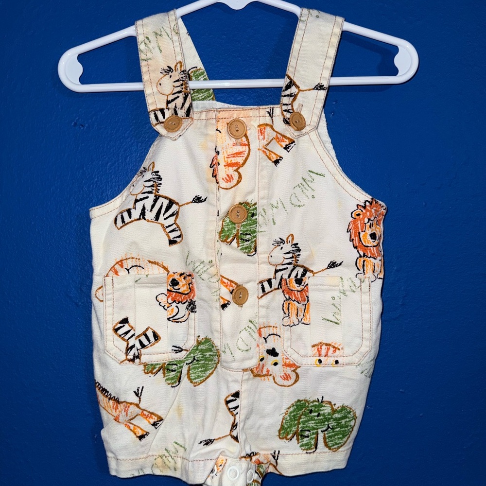 Baby Steps Safari Adventure Overalls - White and Black